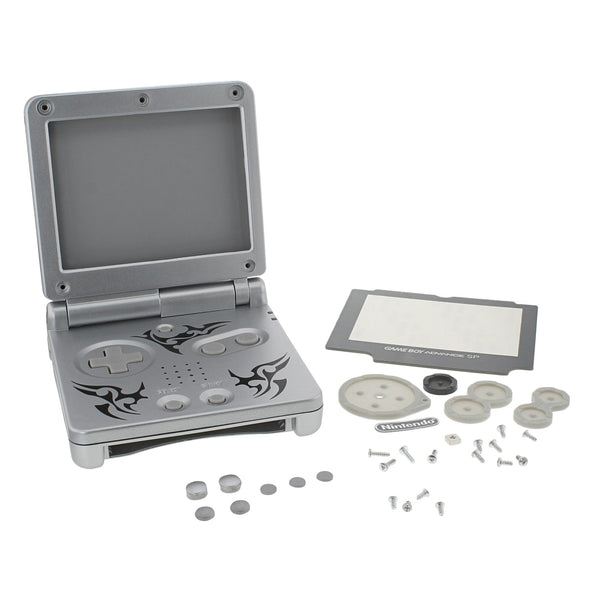 Replacement Housing Shell Kit For Nintendo Game Boy Advance SP - Tribal Silver | ZedLabz