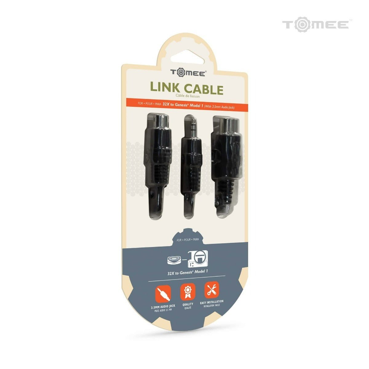 Replacement link cable from Sega 32X to Sega Mega Drive (Genesis model 1) lead - Black | Tomee - 3