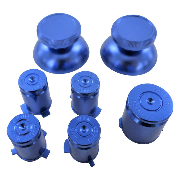 Replacement Metal Thumbsticks & Bullet Buttons Set For Xbox 360 Controllers - Blue | ZedLabz