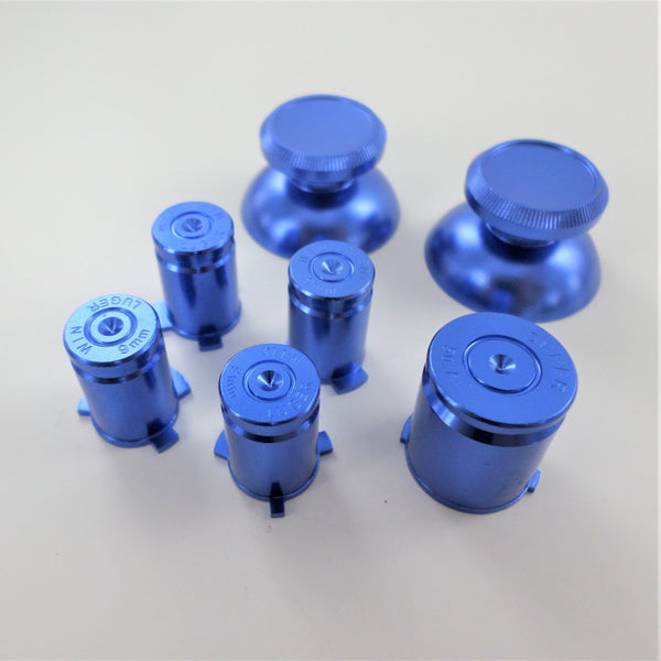 Replacement Metal Thumbsticks & Bullet Buttons Set For Xbox 360 Controllers - Blue | ZedLabz