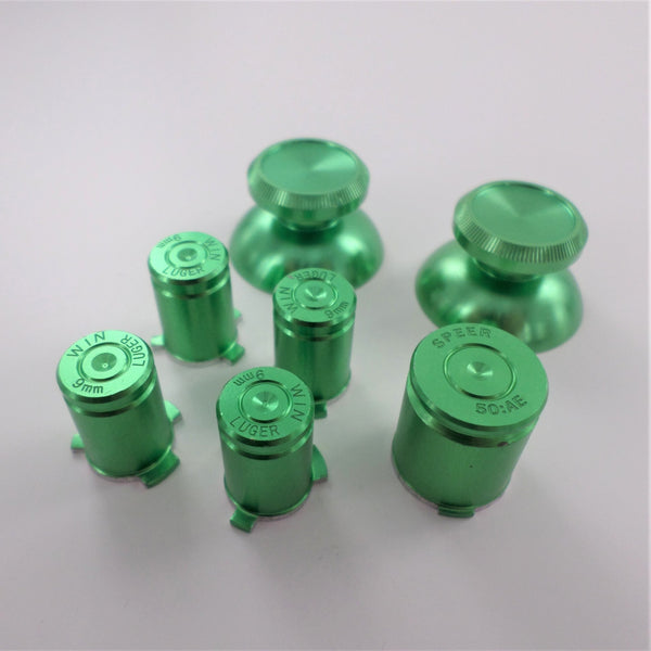 Replacement Metal Thumbsticks & Bullet Buttons Set For Xbox 360 Controllers - Green | ZedLabz