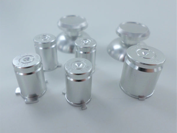 Replacement Metal Thumbsticks & Bullet Buttons Set For Xbox 360 Controllers - Silver | ZedLabz