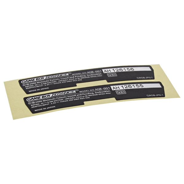Reproduction sticker for Game Boy Advance (GBA) rear model label replacement -2 pack | ZedLabz