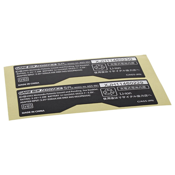 Reproduction sticker for Game Boy Advance SP rear model label replacement -2 pack {AGS-001] | ZedLabz