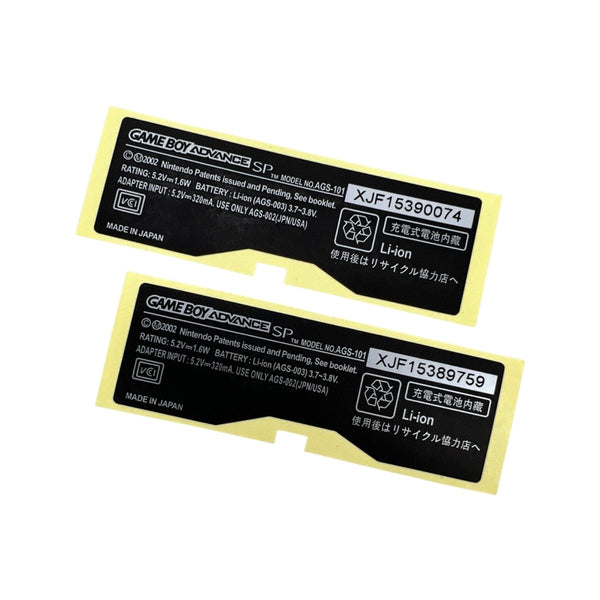 Reproduction sticker for Game Boy Advance SP rear model label replacement -2 pack [AGS-101] | ZedLabz