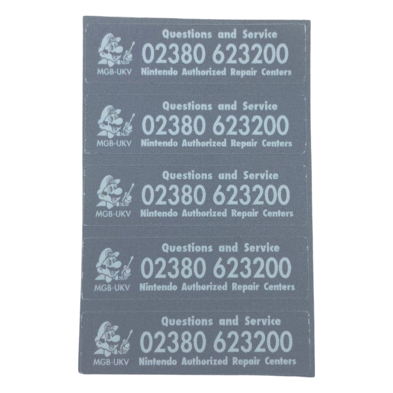 Reproduction UK Service Sticker For Nintendo Game Boy Color & Pocket - 5 Pack Grey | Gameduck - 1