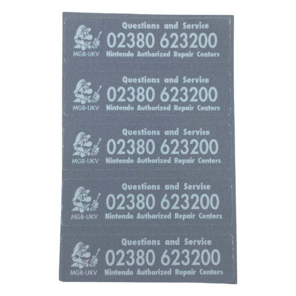 Reproduction UK Service Sticker For Nintendo Game Boy Color & Pocket - 5 Pack Grey | Gameduck