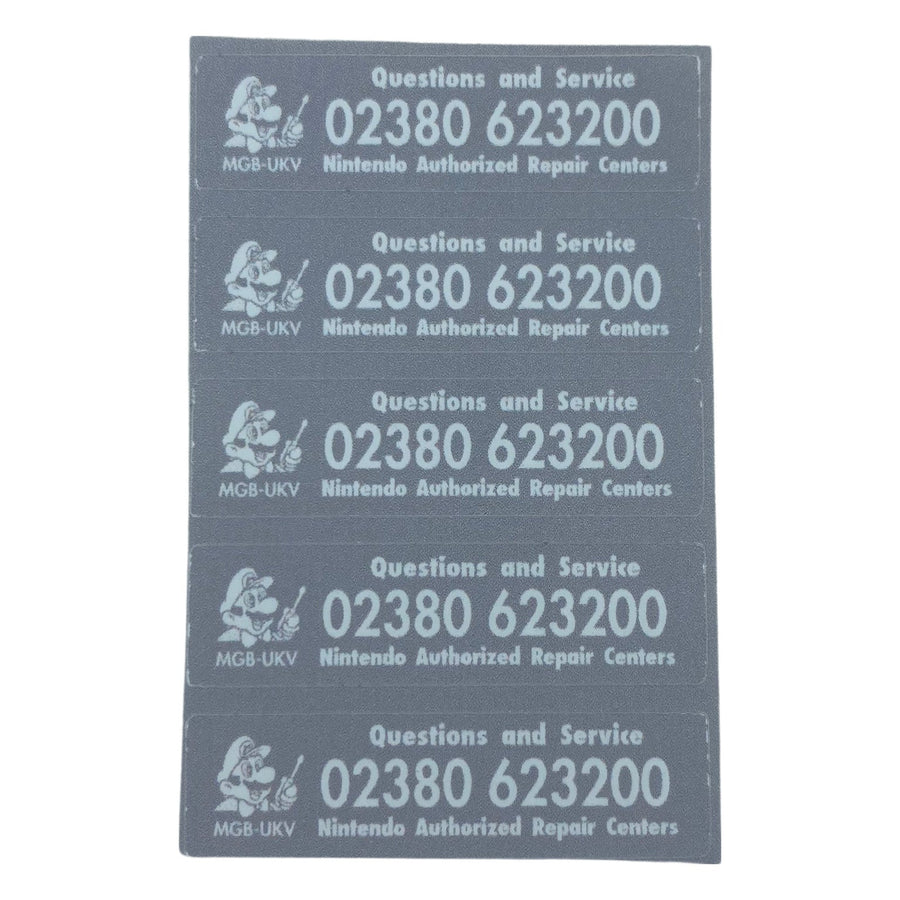 Reproduction UK Service Sticker For Nintendo Game Boy Color & Pocket - 5 Pack Grey | Gameduck - 1