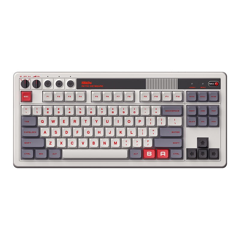 Retro Mechanical Keyboard Bluetooth, 2.4G & wired for Windows & Android - US ANSI layout - N Edition | 8BitDo