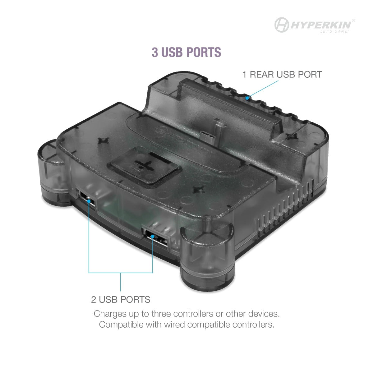Retron S64 console dock for Nintendo Switch, Switch OLED & Switch Lite N64 style - Smoke Grey | Hyperkin - 4