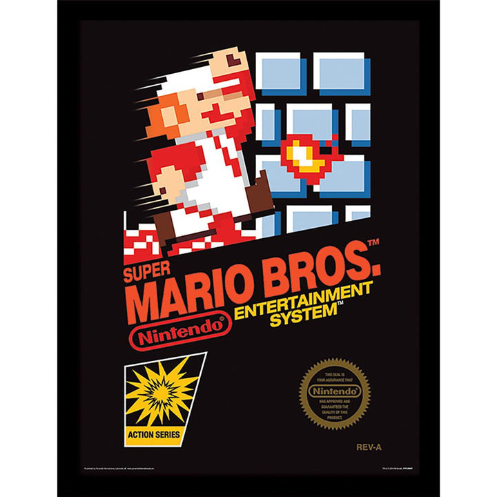 Super Mario Bros NES cover framed collector print 30 x 40cm | Pyramid