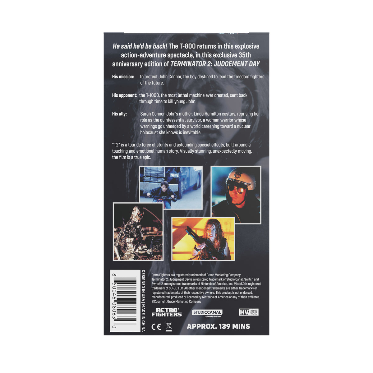 Terminator 2 VHS cassette style Cartridge Game Case for Nintendo Switch limited edition | Retro Fighters