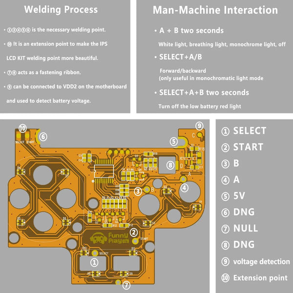 RGB LED button mod kit for Nintendo Game Boy Color CGB GBC - Yellow  | Funnyplaying