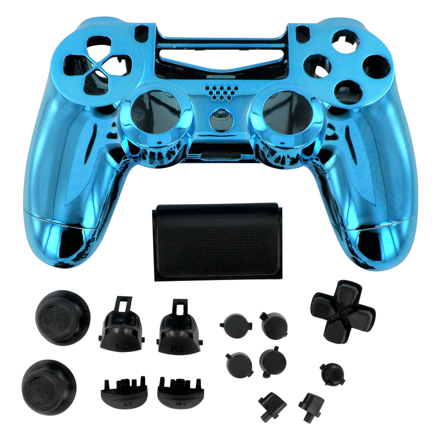 Housing shell for PS4 Slim Pro controller ZCT2 JDM-040 complete replacement - Chrome Blue & Black | ZedLabz