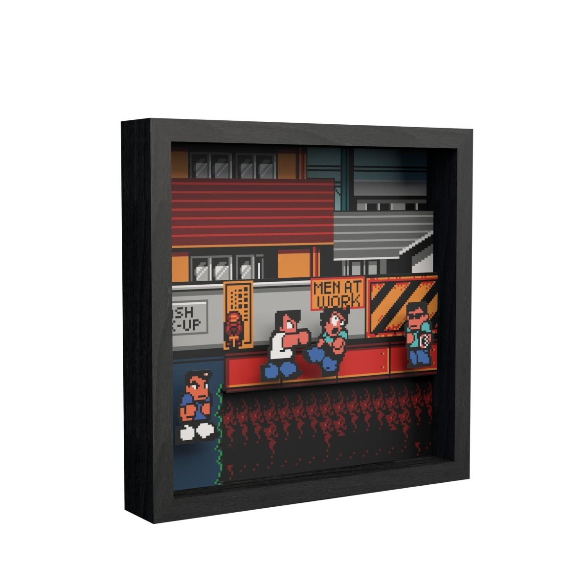 River city: Rivals at work scene video game (1989) shadow box art officially licensed 9x9 inch (23x23cm) | Pixel Frames - 3