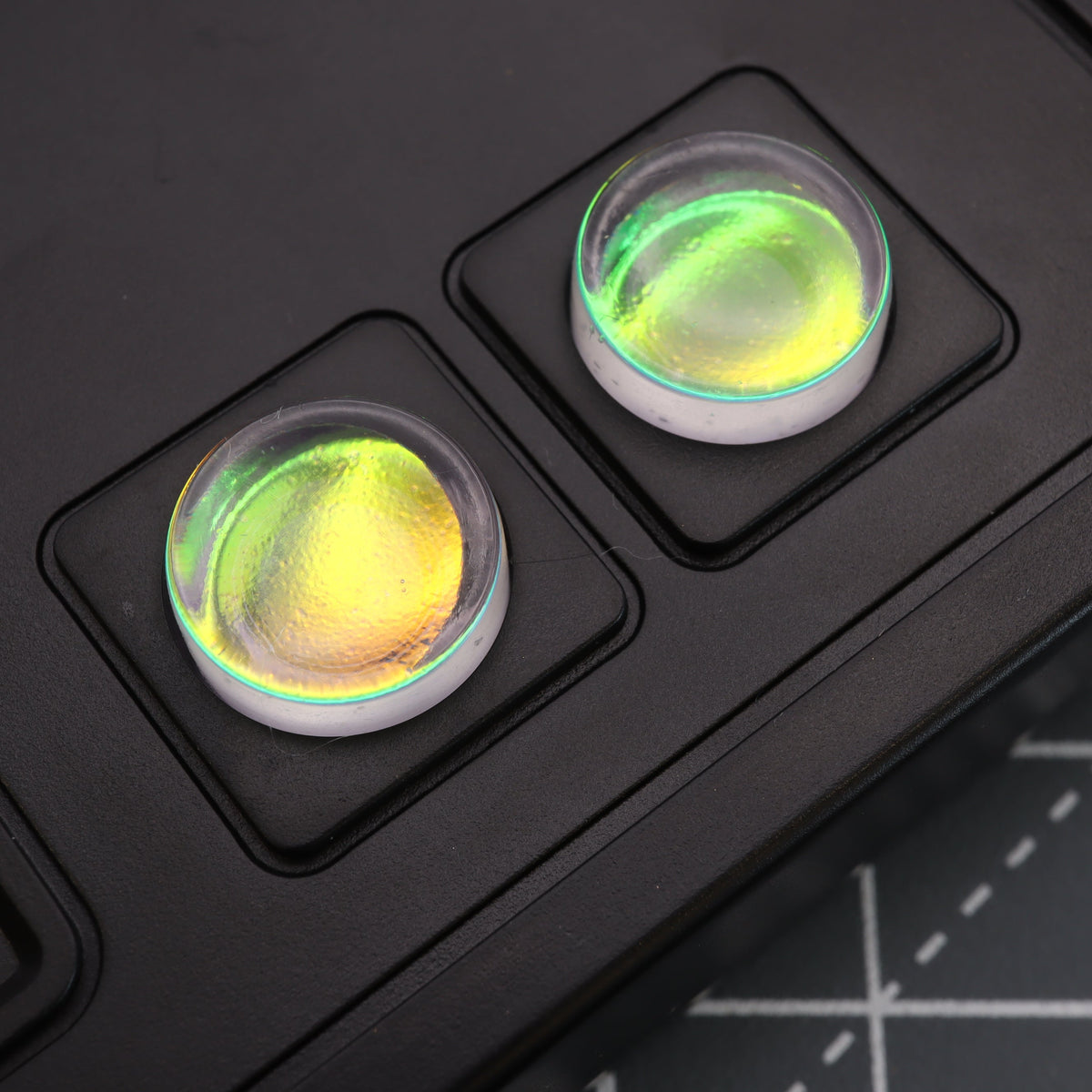 Hand cast custom resin buttons for Nintendo NES controller NES-004 (also fits Game Boy DMG-01) - Sunset Opal | Lab Fifteen Co
