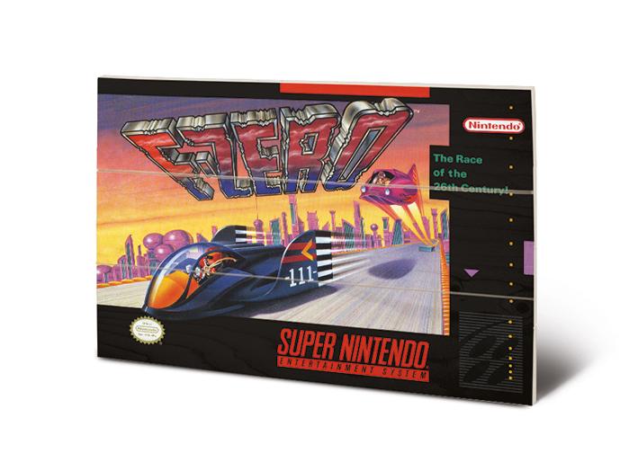 Super Nintendo F-Zero MDF wooden wall art print 20 x 29.5cm | Pyramid