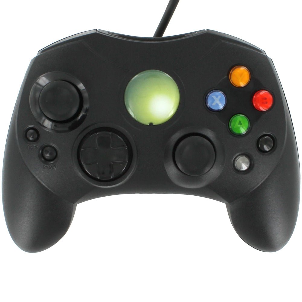 S - Type controller for Original Microsoft Xbox wired gamepad compatible replacement - black REFURB | ZedLabz - 1