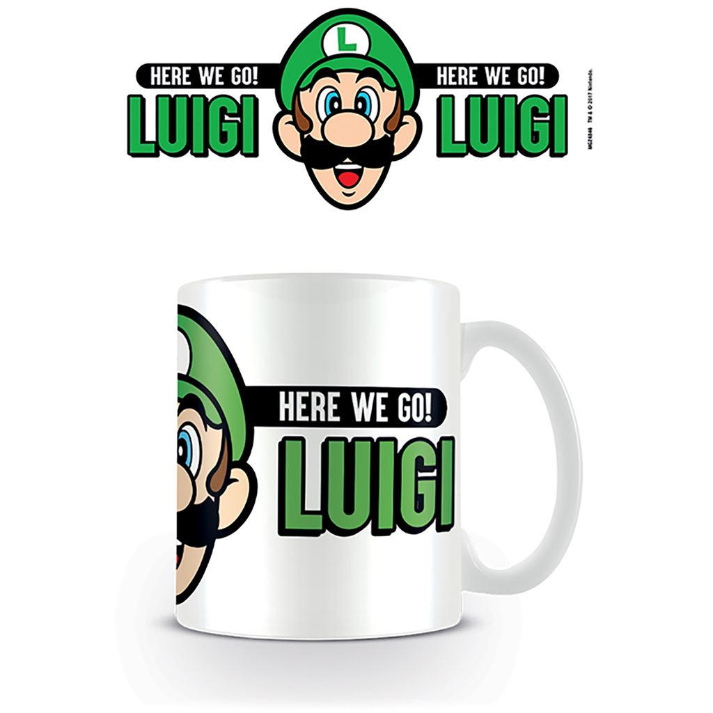 Super Mario here we go Luigi official mug 11oz/315ml white ceramic | Pyramid