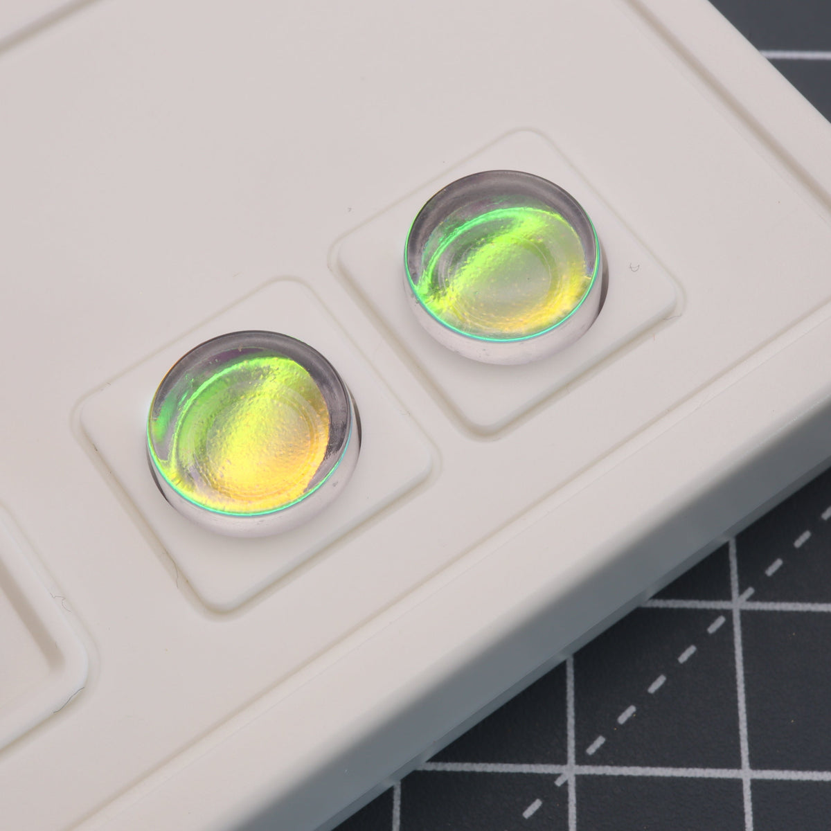 Hand cast custom resin buttons for Nintendo NES controller NES-004 (also fits Game Boy DMG-01) - Sunset Opal | Lab Fifteen Co