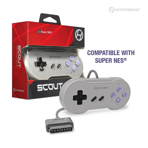 Scout Premium wired controller for SNES Super Nintendo console - Grey | Hyperkin