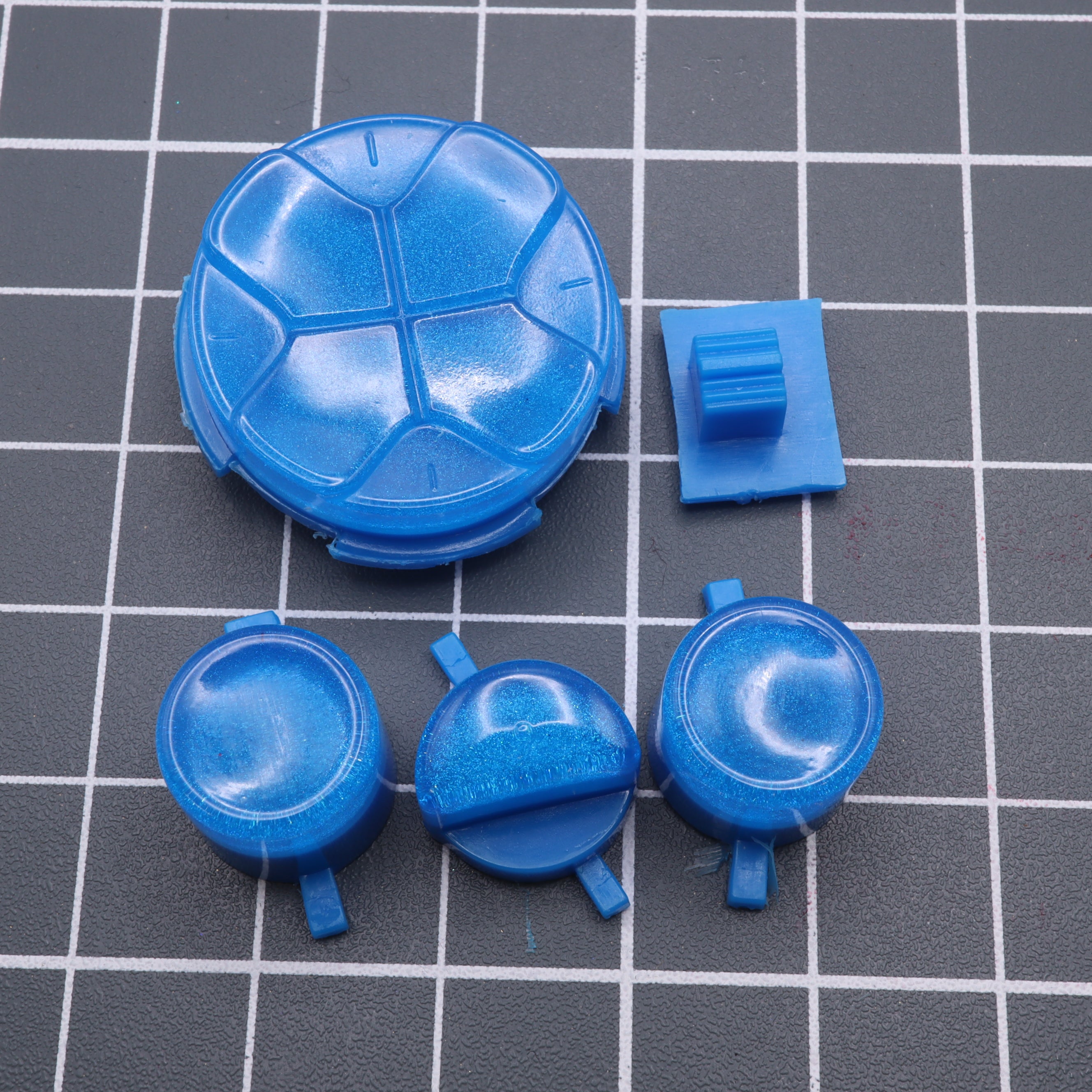 Hand cast custom resin buttons for Sega Game Gear - Blueberry candy | Lab Fifteen Co