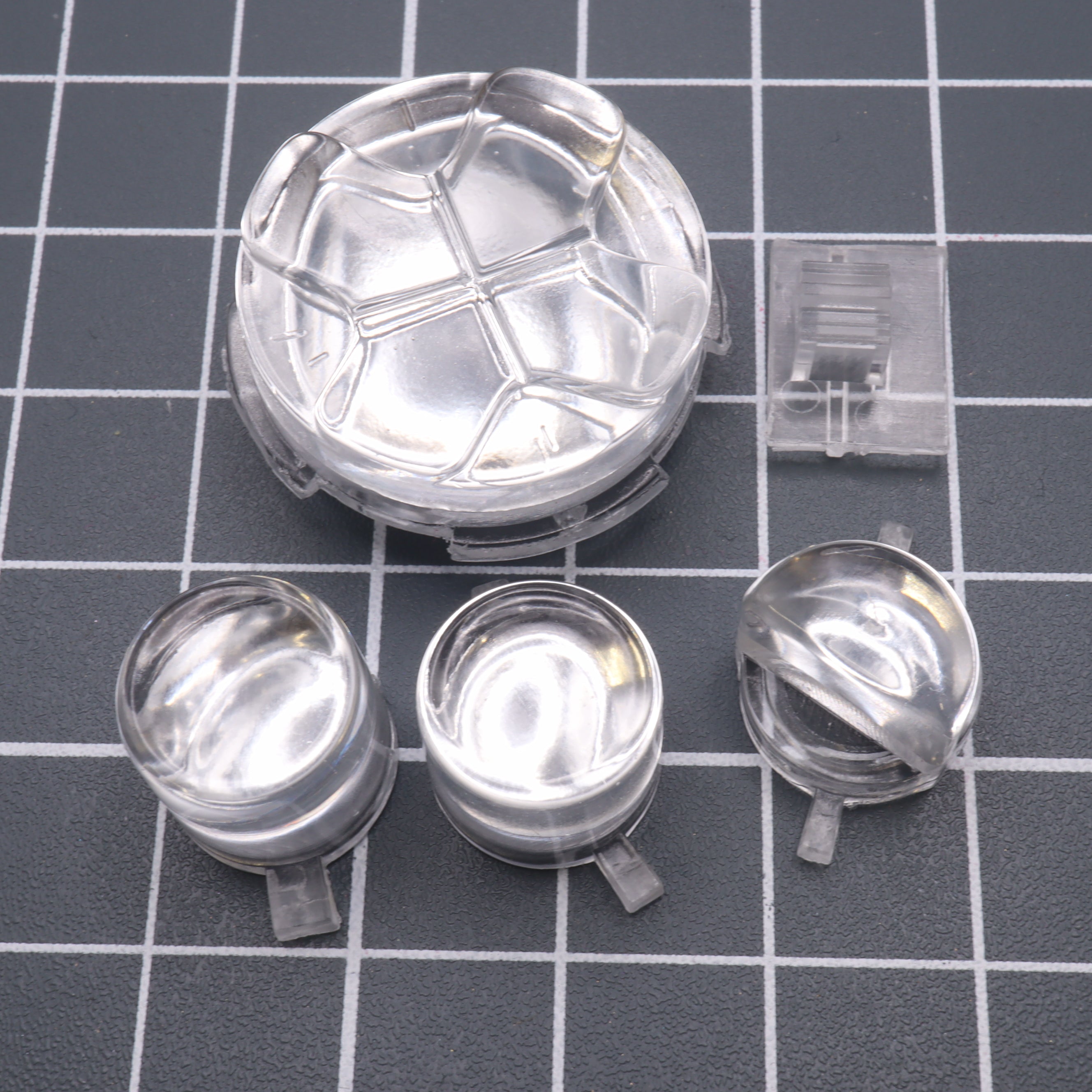 Hand cast custom resin buttons for Sega Game Gear - Chrome silver | Lab Fifteen Co