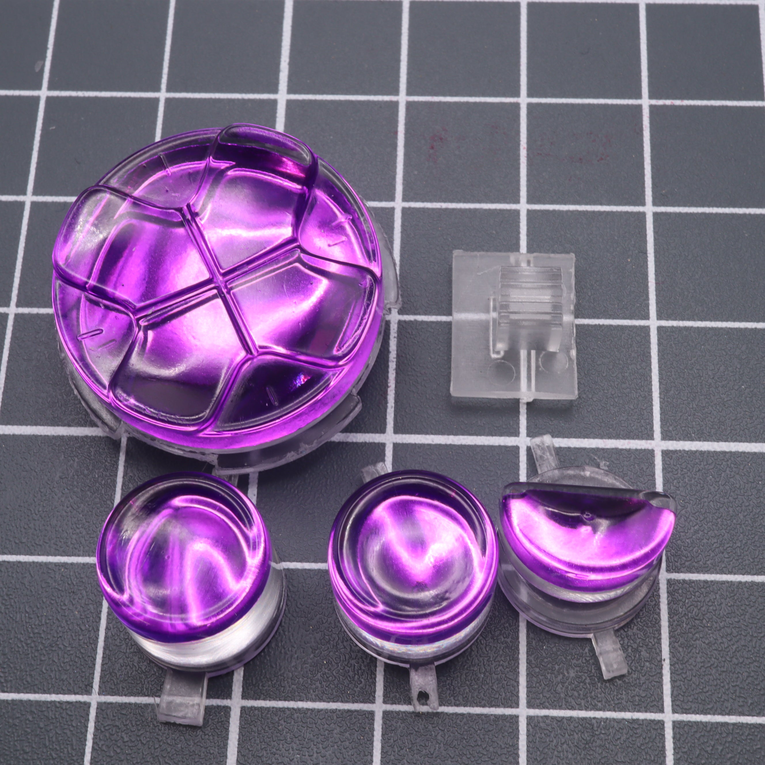 Hand cast custom resin buttons for Sega Game Gear - Chrome purple | Lab Fifteen Co
