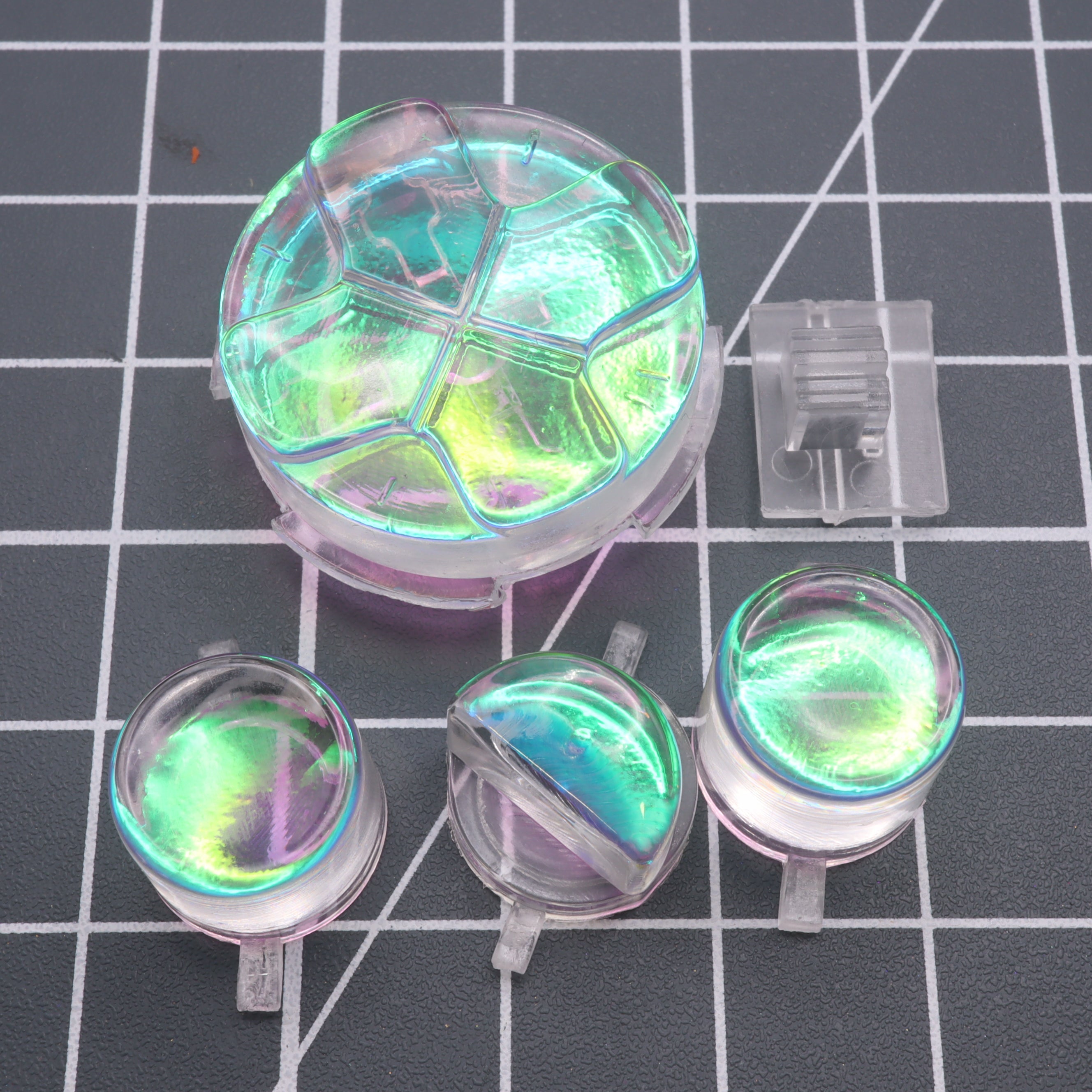 Hand cast custom resin buttons for Sega Game Gear - Sunset opal | Lab Fifteen Co