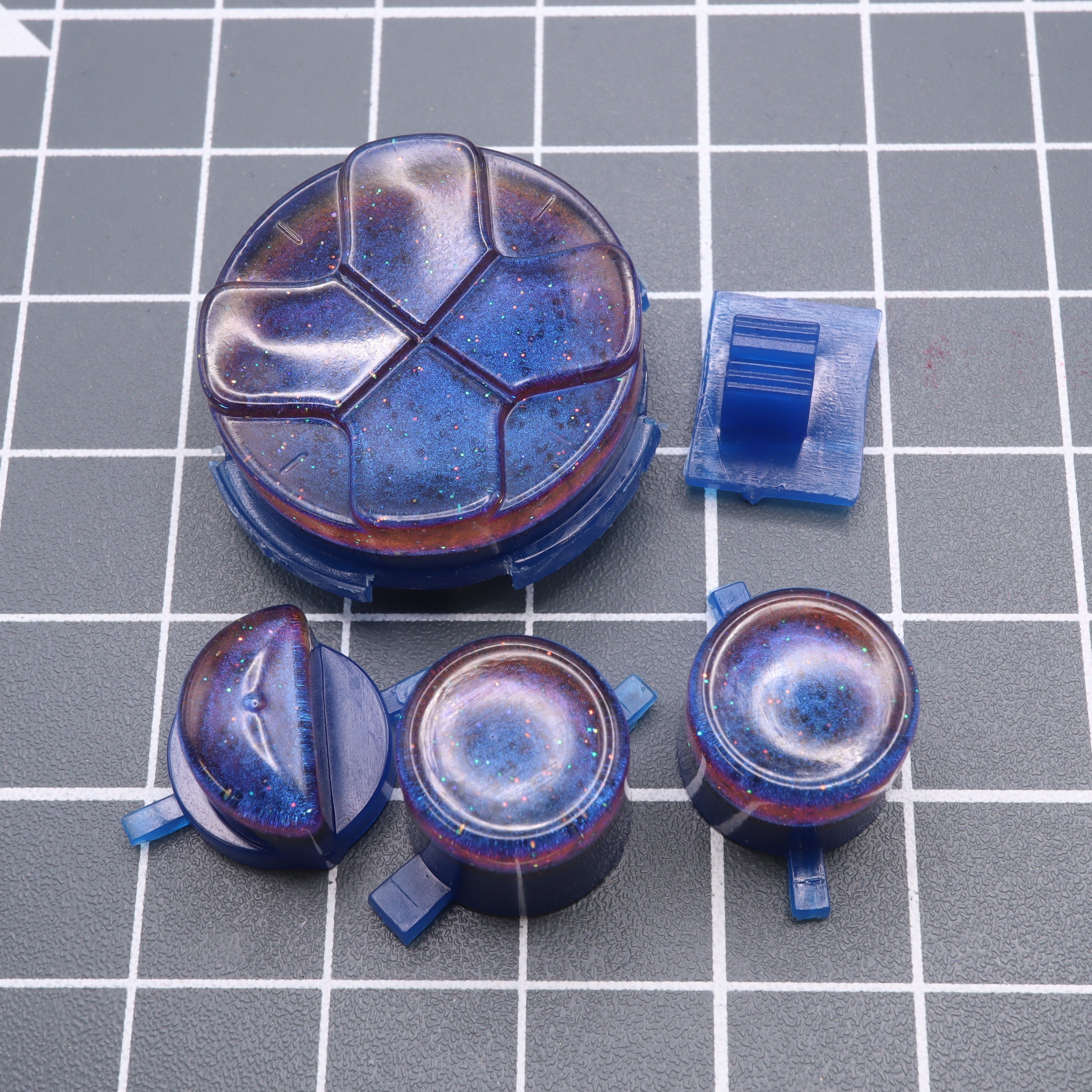 Hand cast custom resin buttons for Sega Game Gear - Cosmic blue | Lab Fifteen Co