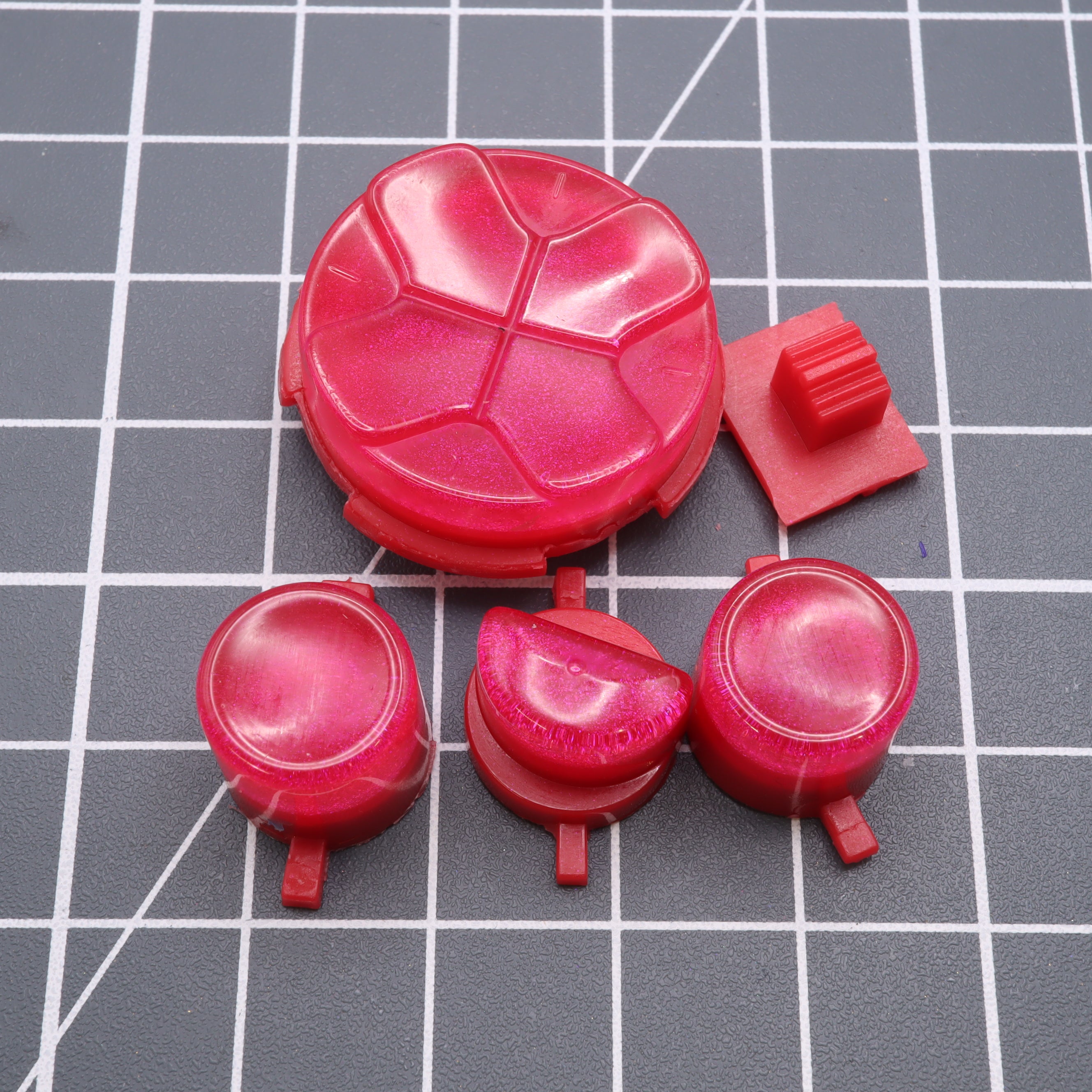 Hand cast custom resin buttons for Sega Game Gear - Raspberry candy | Lab Fifteen Co