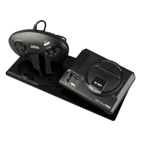 Shelf candy stand for Sega Mega Drive Mini (PAL/EU) console & controller - Crystal Black | Rose Colored Gaming