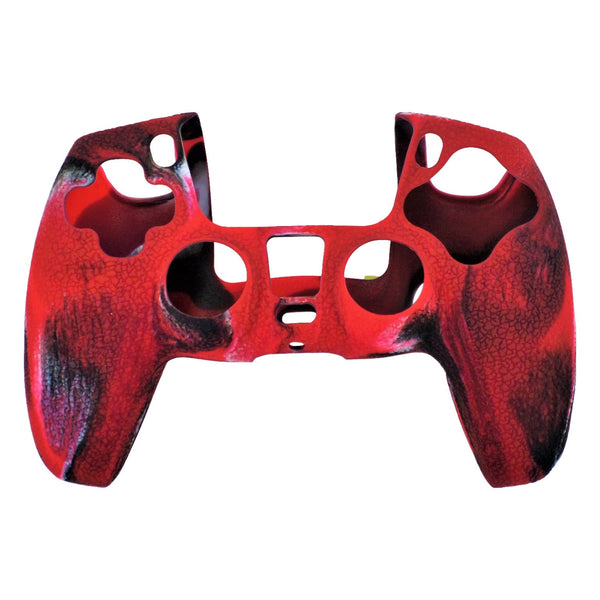 Skin grip cover for Sony PS5 controller silicone rubber leather textured - Camo Red | ZedLabz