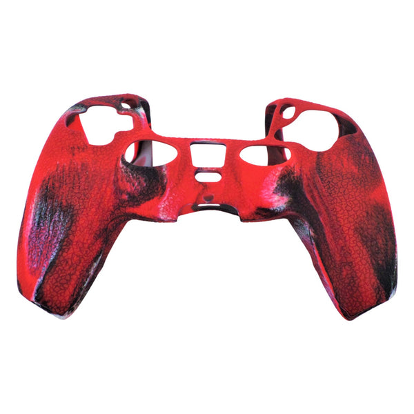 Skin grip cover for Sony PS5 controller silicone rubber leather textured - Camo Red | ZedLabz