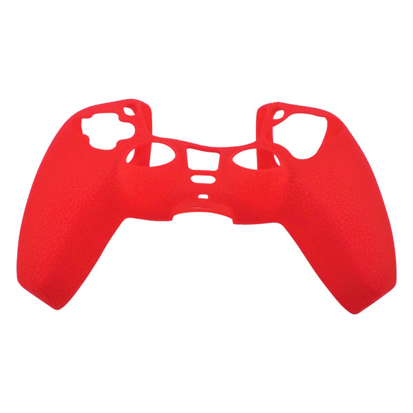 Skin grip cover for Sony PS5 controller silicone rubber leather textured - Red | ZedLabz
