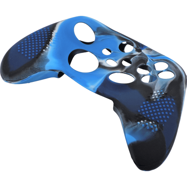 Skin grip cover for Xbox Series X controller soft silicone rubber with ribbed handle - Camo Blue | ZedLabz