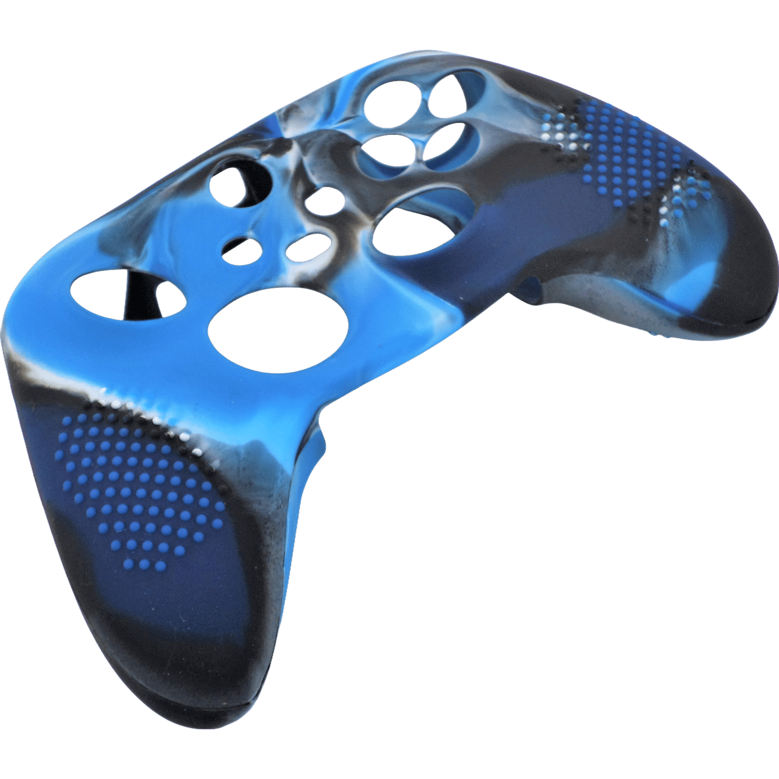 Skin grip cover for Xbox Series X controller soft silicone rubber with ribbed handle - Camo Blue | ZedLabz - 3