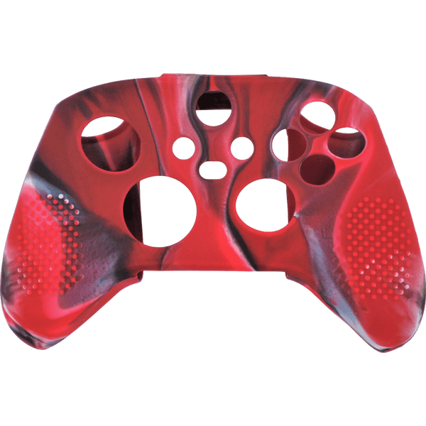 Skin grip cover for Xbox Series X controller soft silicone rubber with ribbed handle - Camo Red | ZedLabz