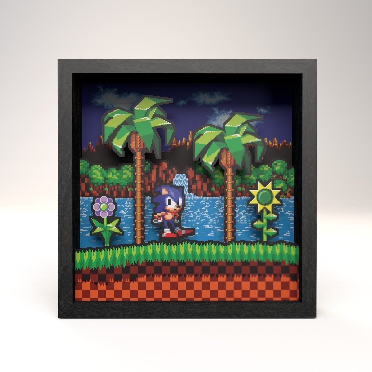 Sonic the Hedgehog Idle pose scene video game (1991) shadow box art officially licensed 9x9 inch (23x23cm) | Pixel Frames - 5