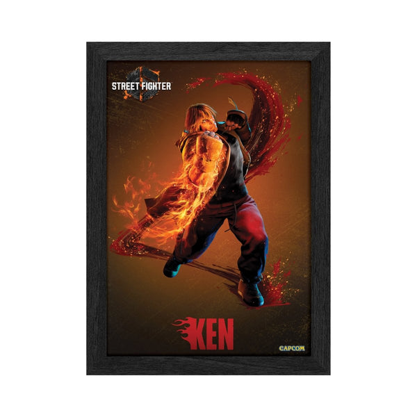 Street Fighter 6 Ken Plax lenticular frame 3D wall art officially licensed 10"x12" inch (23x30cm) | Pixel Frames
