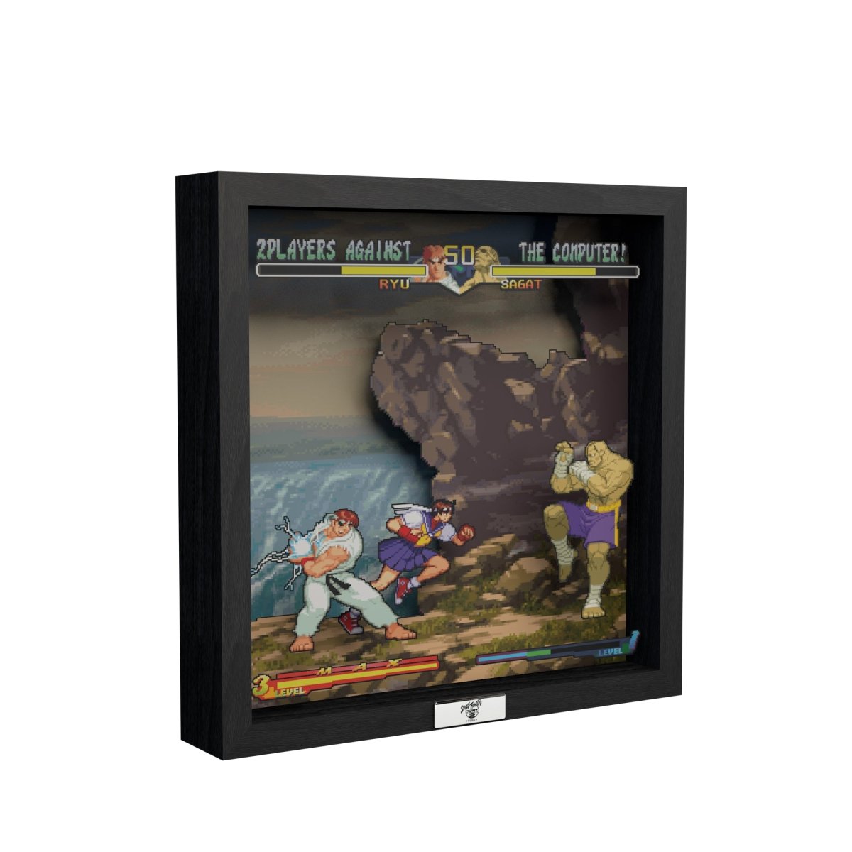 Street Fighter Alpha 2: A dramatic battle video game (1996) shadow box art officially licensed 9x9 inch (23x23cm) | Pixel Frames - 4