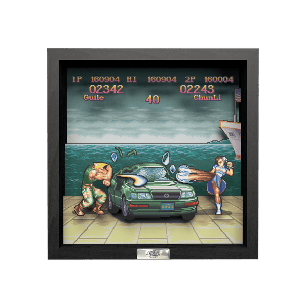 Street Fighter Car Scene video game (1991) shadow box art officially licensed 9x9 inch (23x23cm) | Pixel Frames