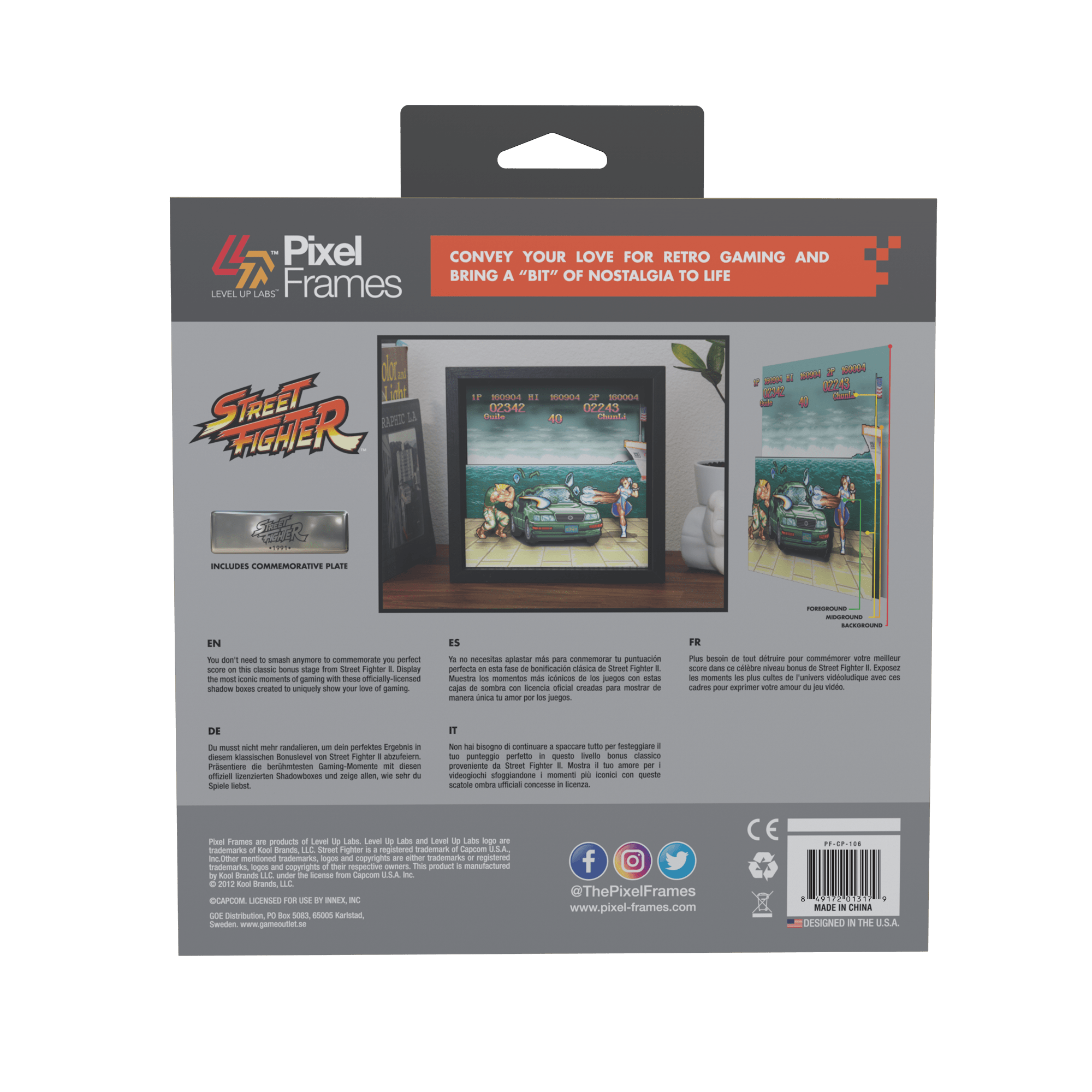 Street Fighter Car Scene video game (1991) shadow box art officially licensed 9x9 inch (23x23cm) | Pixel Frames - 7