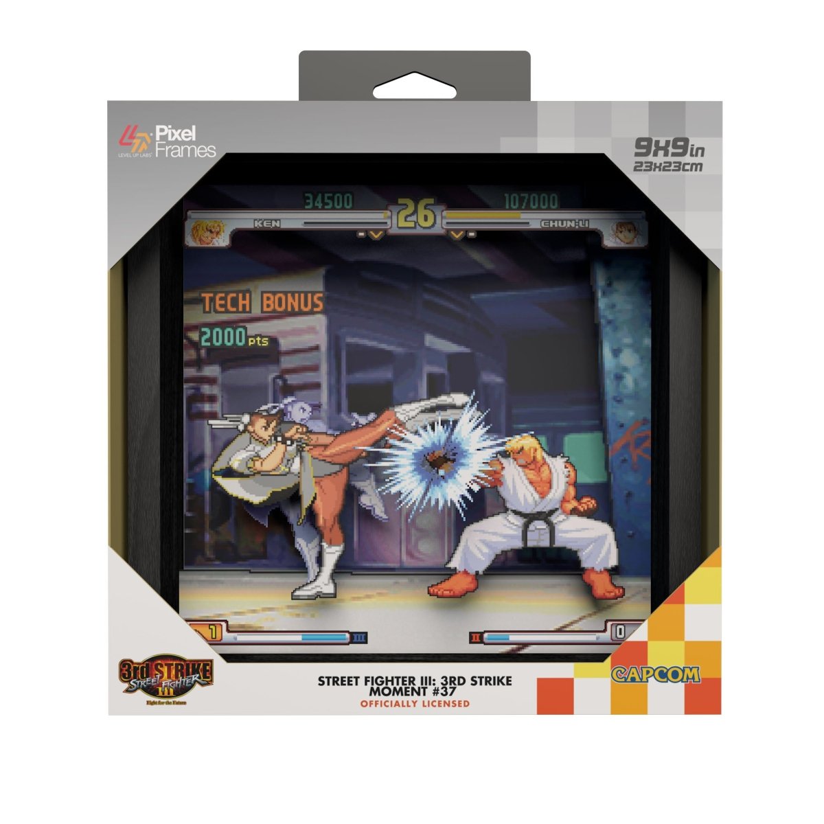 Street Fighter III 3rd strike video game (1999) shadow box art officially licensed 9x9 inch (23x23cm) | Pixel Frames - 3