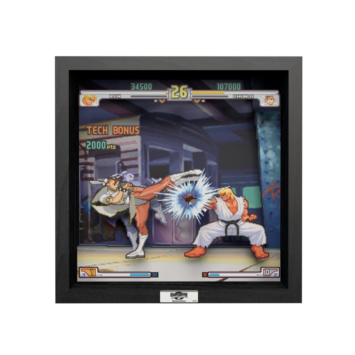 Street Fighter III 3rd strike video game (1999) shadow box art officially licensed 9x9 inch (23x23cm) | Pixel Frames - 7