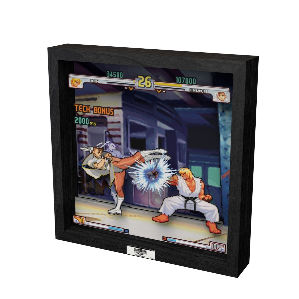 Street Fighter III 3rd strike video game (1999) shadow box art officially licensed 9x9 inch (23x23cm) | Pixel Frames - 6