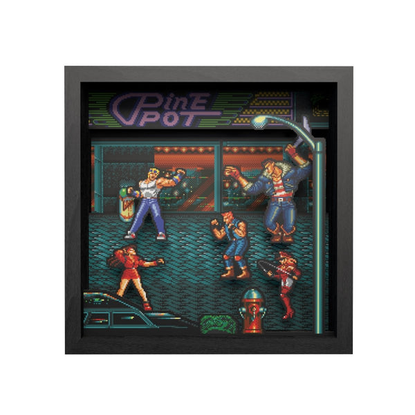 Streets Of Rage (1991) shadow box art officially licensed 9x9 inch (23x23cm) | Pixel Frames