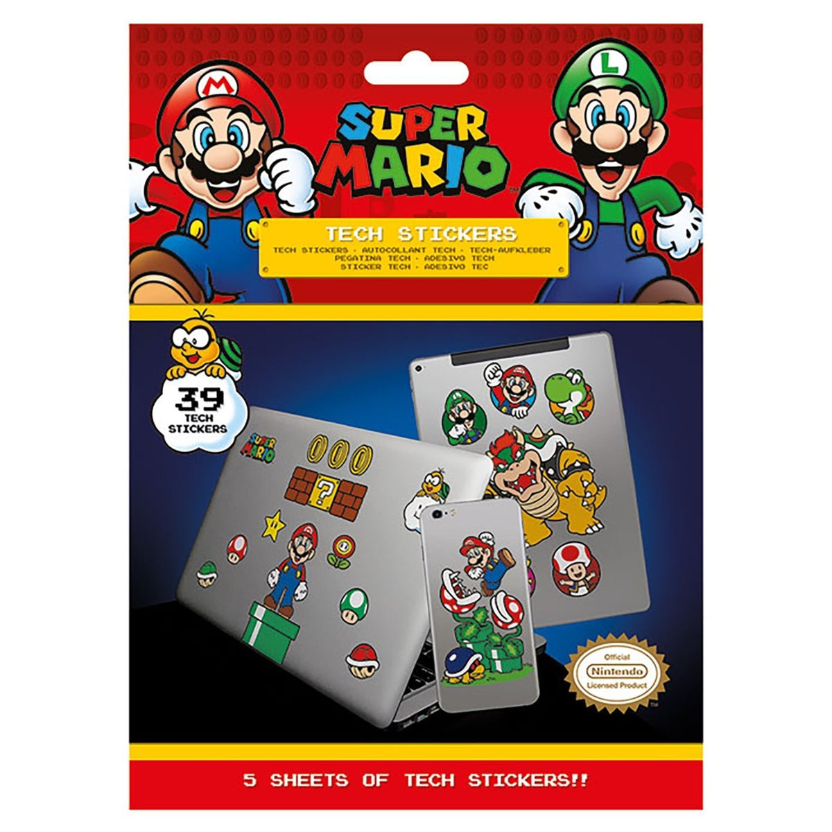 Super Mario Mushroom Kingdom tech sticker set for laptops consoles accessories | Pyramid