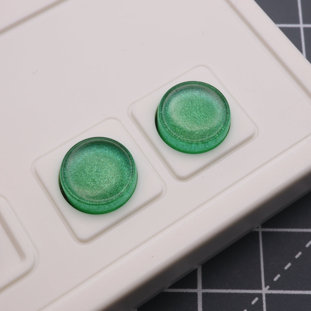 Hand cast custom resin buttons for Nintendo NES controller NES-004 (also fits Game Boy DMG-01) - Lime Candy | Lab Fifteen Co
