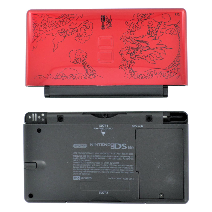 Full housing shell for Nintendo DS Lite console complete casing repair kit replacement - Red & Black dragon | ZedLabz